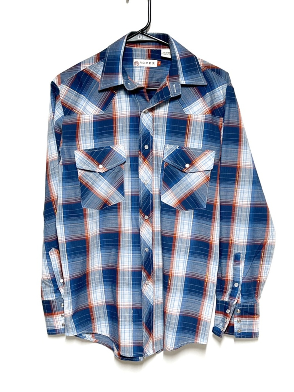 Roper Western plaid Pearl snap Show shirt Mens S